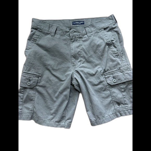 US Polo‎ Assn. Cargo Shorts Men’s Waist 36 Flap Pockets Gray Hiking Beach - Picture 1 of 7